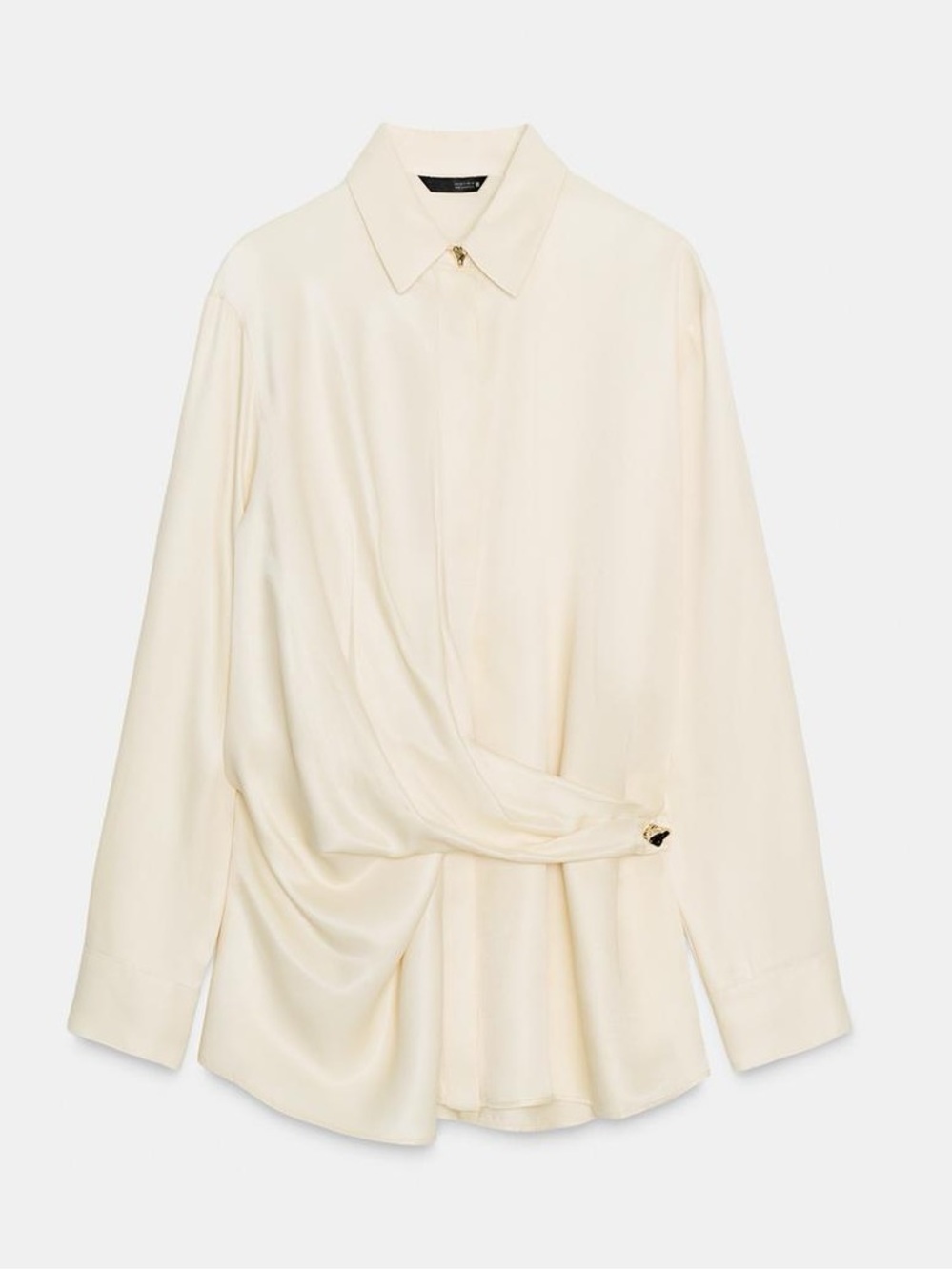 NWT Draped Cream Satin Wrap Blouse